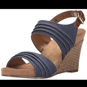 A2 Aerosoles denim wedges.